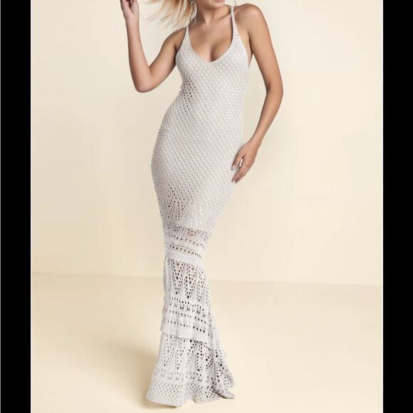 Venus blue crochet maxi dress large - Picture 1 of 9